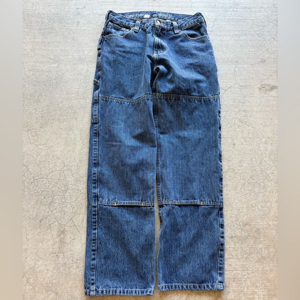 Carhartt Blue Relaxed Jeans with Patchwork Design